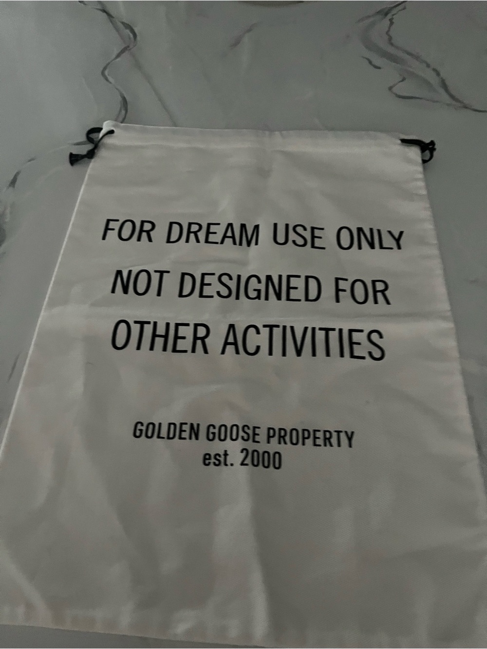 Golden Goose White Cotton Dust Bag with Black Logo